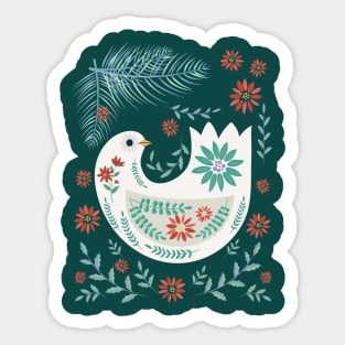 Folk Art Christmas Dove Sticker